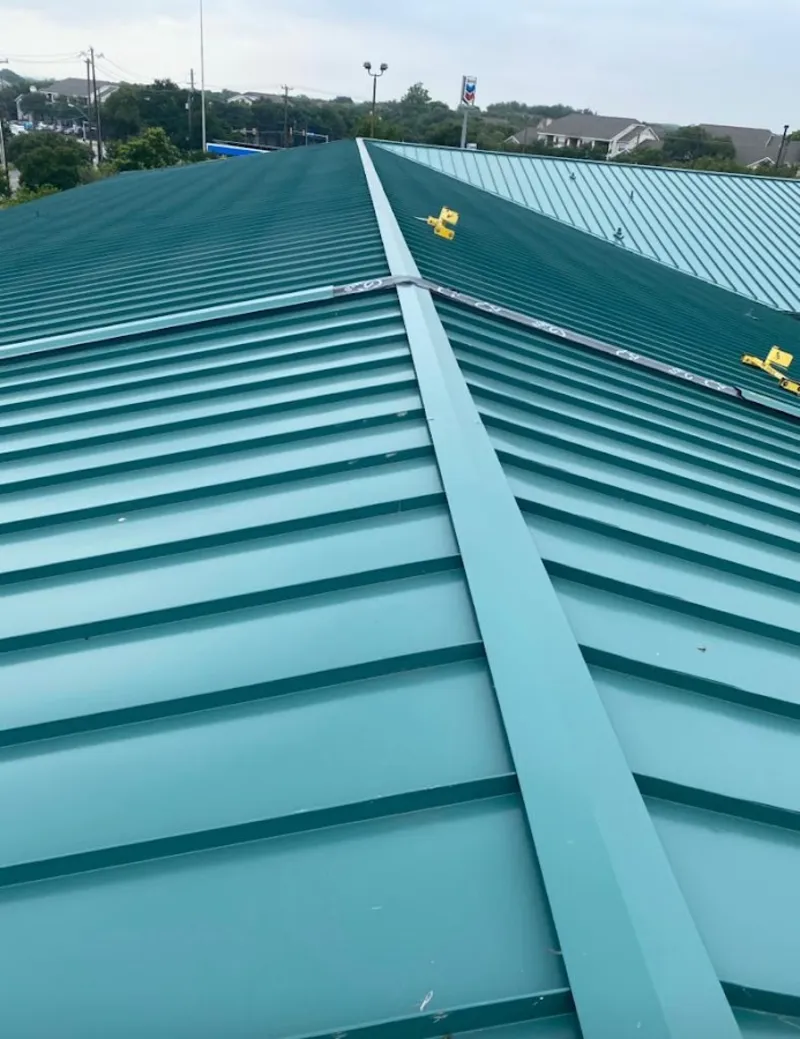 Green commercial metal roof ridge and valley for Metal Roof Repair in Miami Gardens